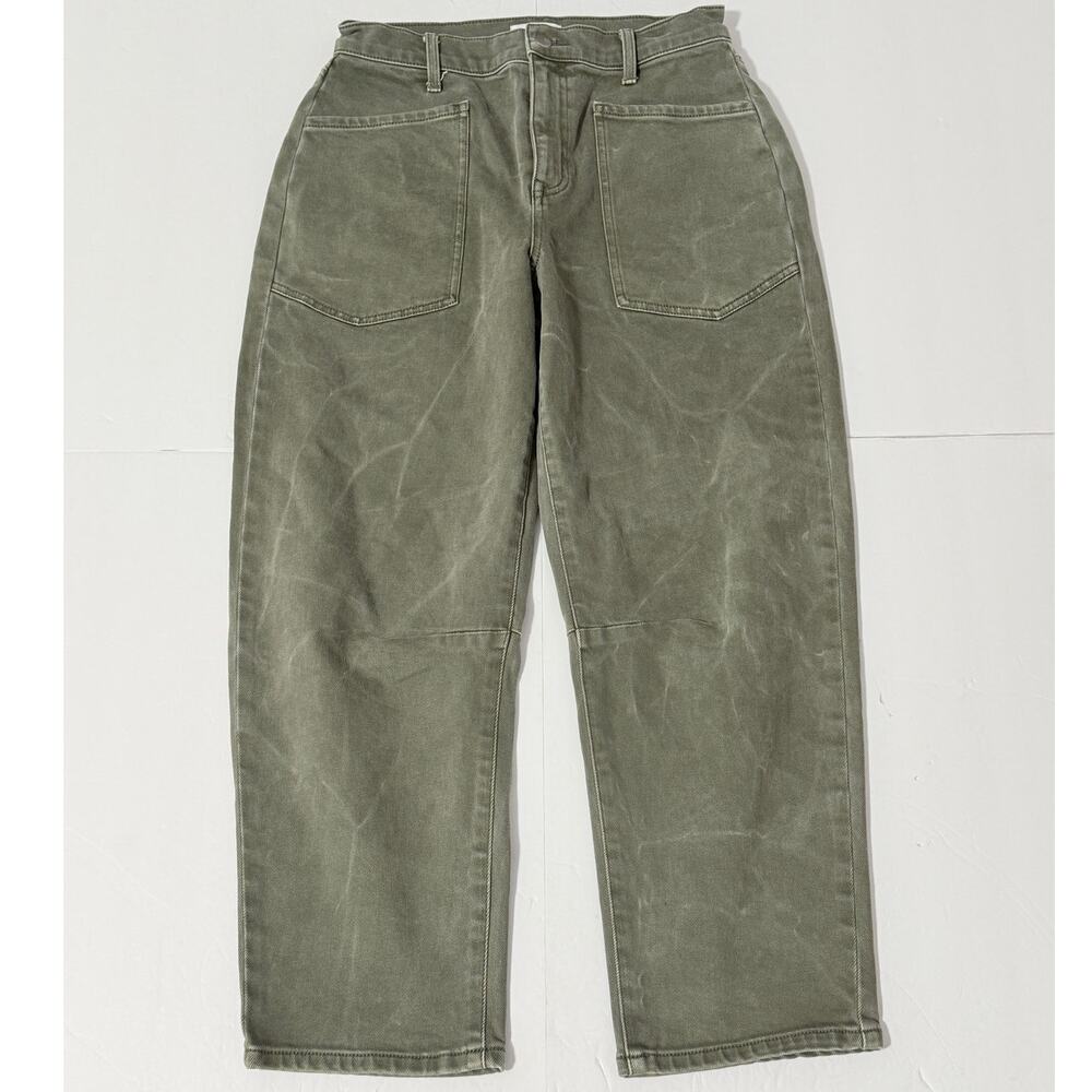 Evereve Utility Cropped Jeans, Olive Green, Size 28